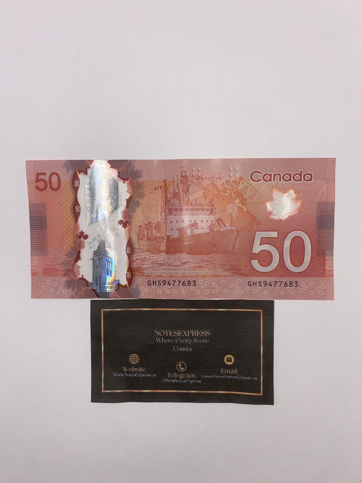Canadian Prop Money, 100 x $50 Canadian Dollar Notes